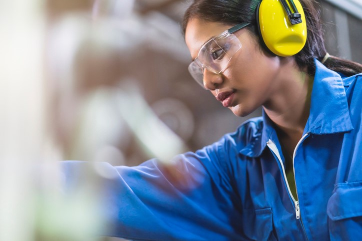 Woman Wearing Ear Protection