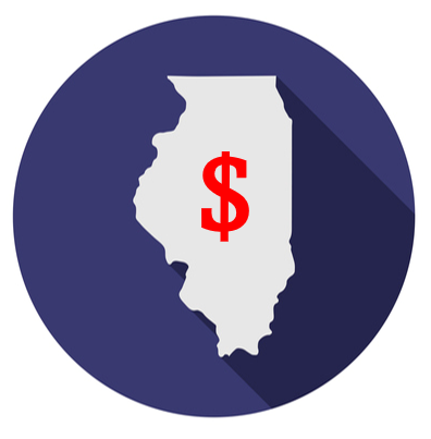 Illinois State with '$' printed on top
