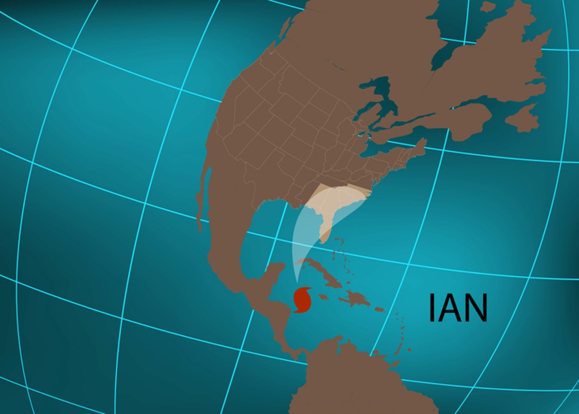 United States with Hurricane Ian's path