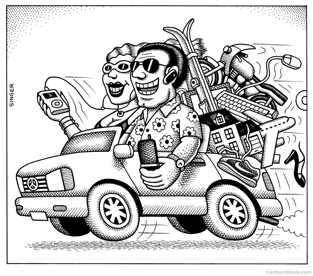 Two people riding in a car having fun