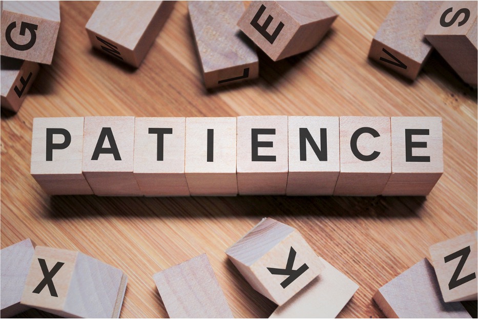 Letter blocks spell the word patience