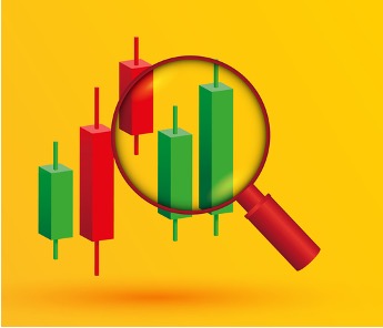 Magnifying glass over data points