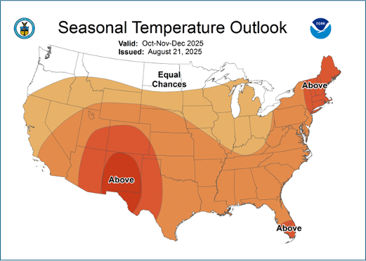 Seasonal Temperature Outlook Oct-Nov-Dec 2025