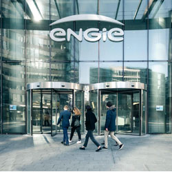 Engie employees at the entrance of company building