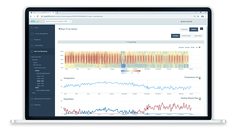 Computer screen with commercial energy invoicing