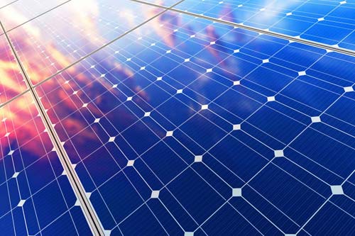 Up close view of solar panel