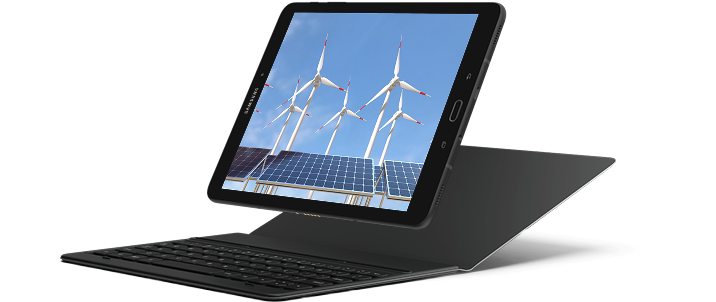 Tablet with windmills on it