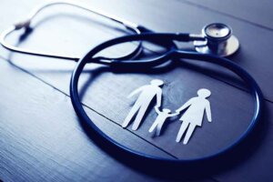 Family health care image with stethoscope