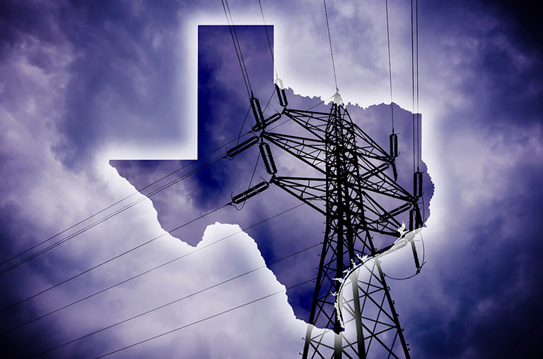 Map of Texas state on electric wiring